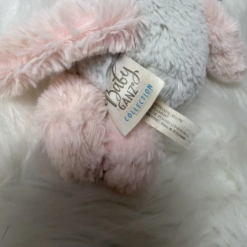 Baby Ganz Harmony Kitty Cat Ring Rattle 8” Gray Pink Plush Stuffed Animal Lovey
